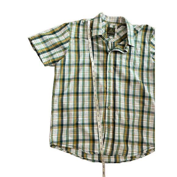 prAna Mens plaid button down collar shirt size large yellow green tan - Picture 7 of 10